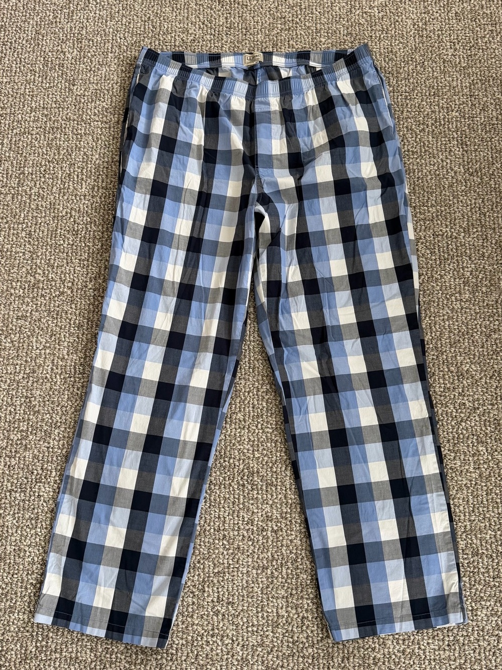 L.L. Bean Men’s Blue Plaid Cotton Pajama Pants Size XL